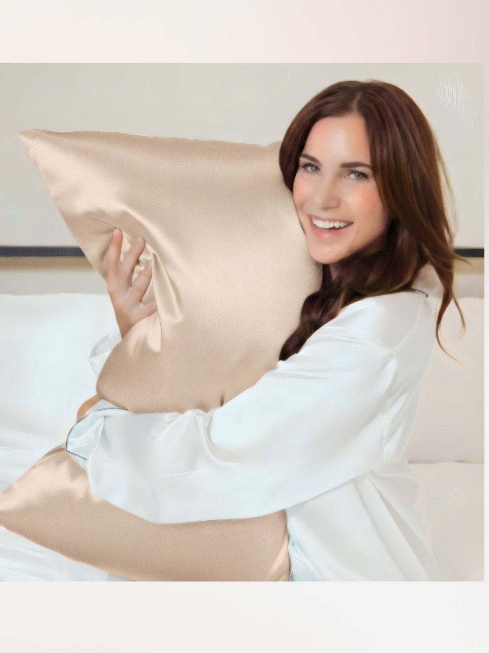 Blissy white Silk Pillowcase champagne beige Standard ZIPPERED PILLOWCASE NWOT